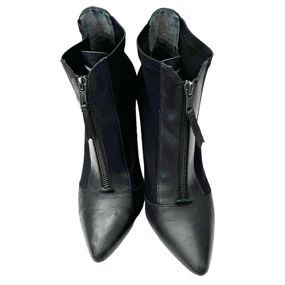 Charles by Charles David Ankle Boot Front Zip Mixed Media Leather Black Size 8.5 - Picture 2 of 8